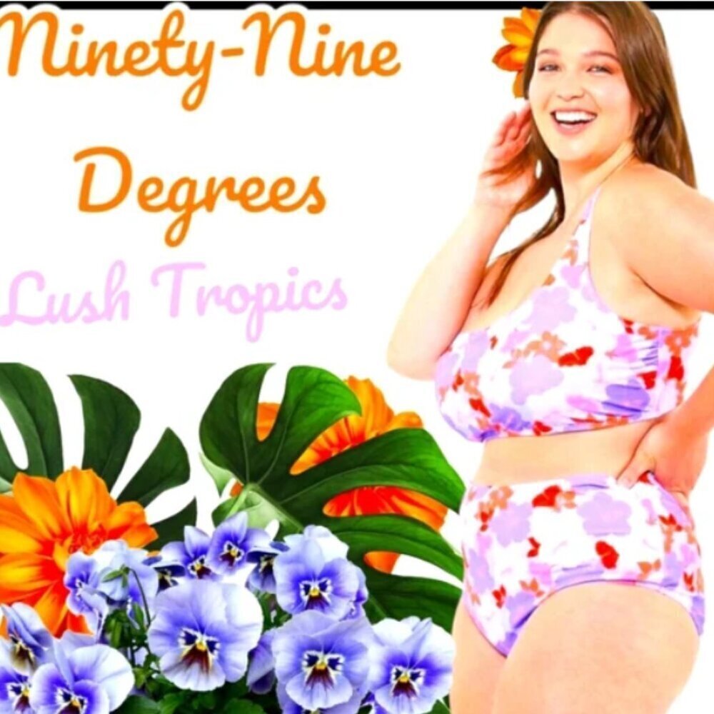 Ninety-Nine Degrees One Shoulder One-Piece Swimsuit Lush Tropics - Picture 3 of 7
